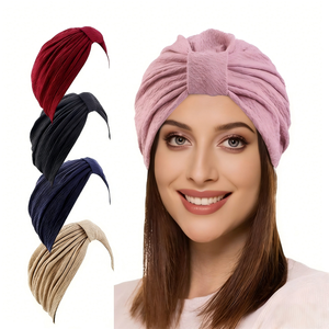 Foulard torsadé pré-noué multifonctionnel pour femme, couleur unie, en polyester élastique, tendance et très vendu - Product Image 1