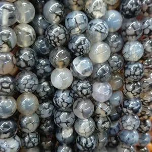Gemstone Beads 2022 Wholesale Hot Product Natural Stone Dragon Vein Agates Loose Round Beads