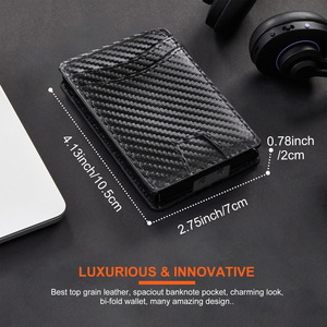 Carbon Fiber Leather <b>Card</b> Holder Magnetic Buckle Men's <b>Wallet</b> Black 6 Inch Money Clip - Product Image 2