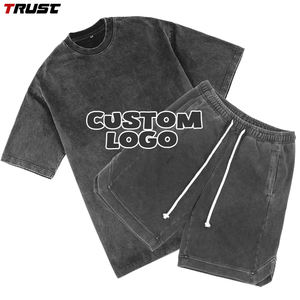 ชุดกีฬาผ้าฝ้าย2ชิ้นสำหรับผู้ชายชุดวอร์มผ้าฝ้าย100% ซักได้ระบายอากาศได้ดีสำหรับฤดูร้อน - Product Image 1