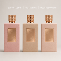 Flacon de parfum vide personnalisé 100 ml avec bouchon or rose, flacon carré en verre finition velours, vente en gros, flacon pulvérisateur rechargeable