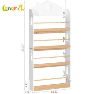 Prezzo di fabbrica in legno per bambini Montessori libreria di mobili per bambini a 4 livelli organizzatore di librerie per bambini in legno alta libreria - Product Image 2