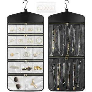 Organisateur de bijoux suspendu avec poches zippées pour placard, support mural pour bijoux, organisateur de voyage pour bijoux 2026 - Product Image 1