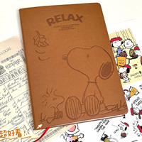 Cuaderno A5 de Snoopy con Cubierta de Cuero PU Repujado, Páginas Interiores Gruesas, Diario, Bloc de Notas, Cuaderno para Estudiantes