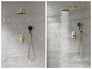 <span class=keywords><strong>Soffione</strong></span> doccia a pioggia in oro spazzolato valvola a scomparsa palmare miscelatore doccia Set - Product Image 3