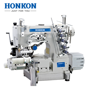 Machine à coudre interlock à lit plat compact HK-600-33AC/UT à entraînement direct, coupeur latéral droit, coupe-bord automatique, idéale pour les vêtements décontractés - Product Image 1