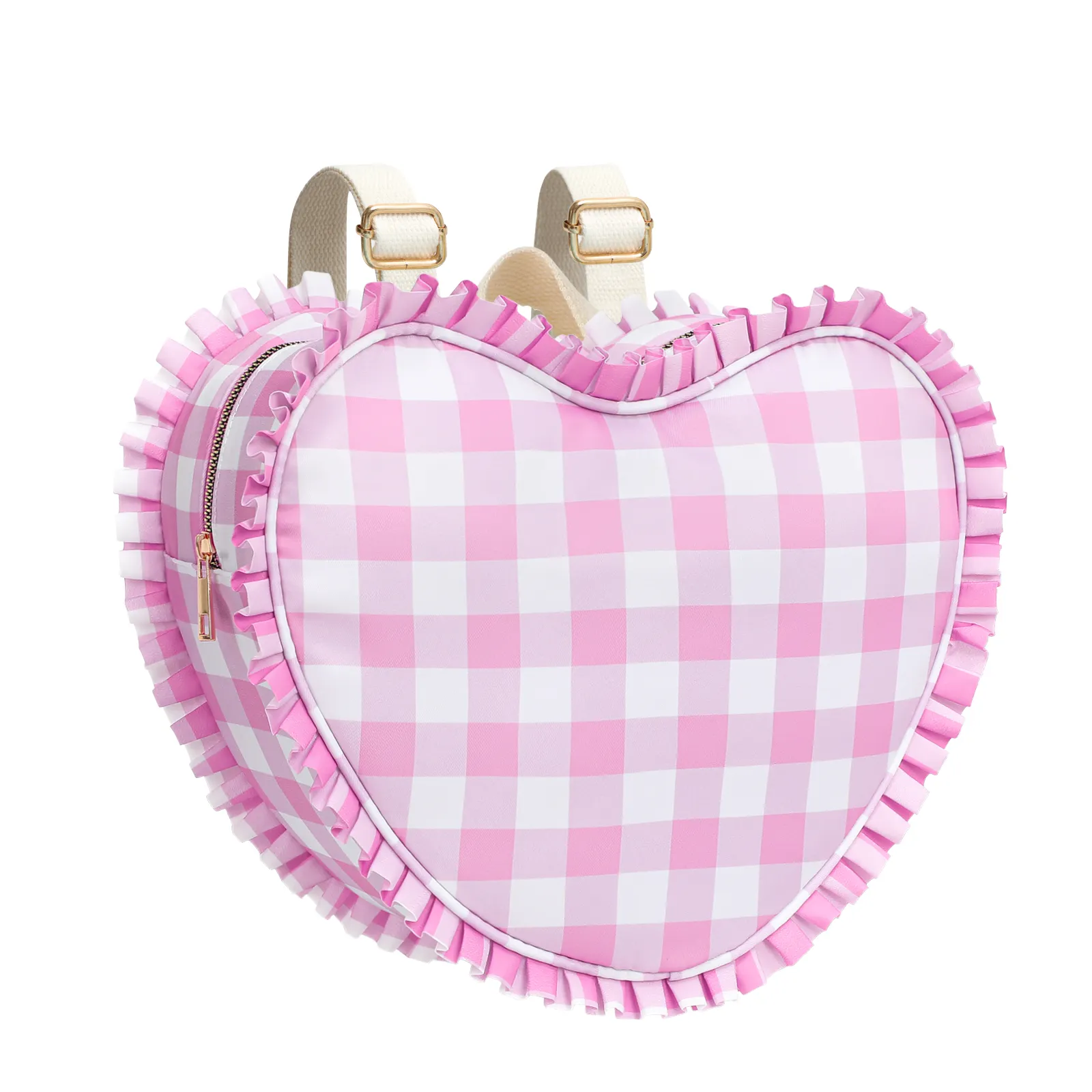 Wholesale Mini Bags Women Handbags Ladies Heart-Shaped Waterproof Nylon Ruffle Backpack