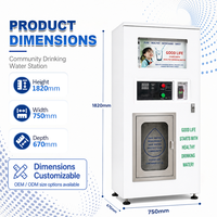 Máquina Expendedora de Agua de Acero Inoxidable con Ósmosis Inversa, Autolimpieza y Sanitización UV Automática, Pago con Monedas/Tarjeta, Servicio 24h