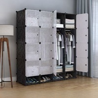 Armoire de chambre à coucher amovible et convertible en plastique, style traditionnel et moderne, noire, pour hôtel, organisateur de vêtements