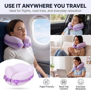 Almohada de Viaje Creativa con Soporte para el Cuello de Espuma Viscoelástica, con Bolsa de Almacenamiento, Almohada Multifuncional para el Cuello para el Automóvil - Product Image 5