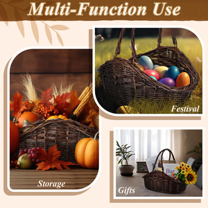 Cesta Ovalada de Mimbre de Lujo con Estilo Vintage para Regalos del Día de la Madre, Cesta <span class=keywords><strong>Navideña</strong></span>, Almacenamiento, Empaque de Regalos con Asa <span class=keywords><strong>Elegante</strong></span> - Product Image 6