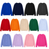 Pull-over en maille torsadée à col rond pour femme, coupe ample, manches longues, idéal pour l'automne et l'hiver – Vente en gros, personnalisable (ODM)
