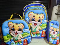 Ensemble de 3 sacs d'école pour enfants avec personnage de dessin animé 3D de 16 pouces, comprenant une trousse à crayons et un sac à lunch, sacs d'école en gros pour les élèves du primaire