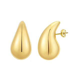 Orecchini a Perno Minimalisti a Goccia Traforati Placcati Oro 18k, Orecchini Statement in Acciaio Inossidabile con Perline Stile <span class=keywords><strong>Bottega</strong></span> - Product Image 2