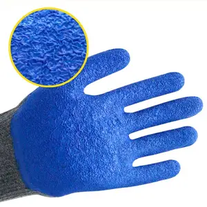 Strong Grip Wrinkle Latex Coated Breathable Knitted Back Gloves Worker Hand Protection Construction Safety Gloves For Work Men