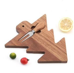 Tagliere all'ingrosso con coltello e forchetta per tagliare il formaggio Logo personalizzato in legno albero di natale - Product Image 3