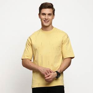 Oversize 100% Cotton Distressed T-Shirt for Men Breathable Front Silk <b>Screen</b> Printed Wholesale Ringer Plain Design - Product Image 1