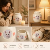 Urne funéraire en céramique étanche et écologique pour animaux de compagnie, en forme de maison, avec cadre photo, souvenir commémoratif, vente en gros d'usine, OEM, ODM, personnalisable