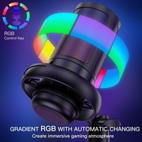 Mikrofon Rekaman Studio Desktop USB Berkabel Logam Kondensor Kardioid Profesional ME6S dengan Pencahayaan RGB dan Peredam Kebisingan untuk Gaming