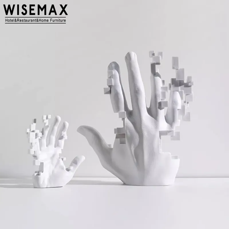 פסל יד פסיפס WISEMAX יצירתי מופשט פיסול דקל יצירות אמנות קישוטי קישוט הבית שולחן נורדי שולחן עבודה מתנות אמנות