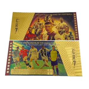 Grosir christiano Ronaldo koleksi Souvenir Pvc 24k Foil emas kartu keberuntungan uang kertas