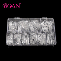 500 faux ongles transparents carrés à couverture complète, sans couture, pour nail art