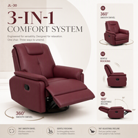 Fauteuil inclinable Factoryr, 360 °   Fauteuil pivotant et à bascule 160 °   Fauteuil inclinable en cuir PU pour salon et chambre à coucher