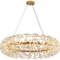 Lustre Moderne Effet Feu d'Artifice en Cristal Doré, Grand Luminaire Suspendu de Luxe Type Pissenlit