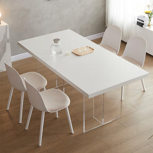 Ino Pure <b>White</b> Slab Hanging 4cm <b>Dining</b> <b>Table</b> Rectangle Stable Modern Minimalist Design For <b>Dining</b> Room - Product Image 1