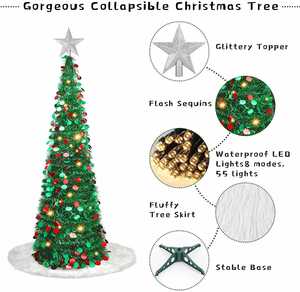 Guirnalda Decorativa de Navidad Plegable y Ecológica de Tinsel Verde Artificial para Interiores/Exteriores con Motivos Navideños - Product Image 2