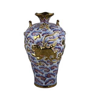 Jingdezhen Ceramic Customization Vase Yuan <strong>Dynasty</strong> Blue and White Underglaze Red Carving <strong>Gold</strong> Lion Antique Amphora Plum Vase - Product Image 1