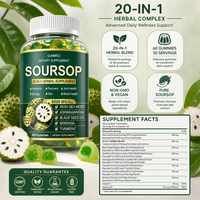 Complément Alimentaire Gommes de Corossol 60 Unités Mélange Herbal 20-en-1 avec Mousse de Mer Ashwagandha Huile de Nigelle Curcuma