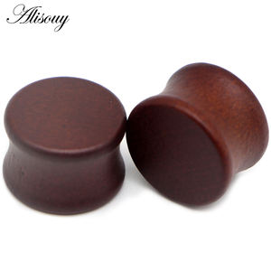 Alisouy 2 pezzi vuoto vuoto orecchie Piercing in legno tappi per auricolari manometri espansori per il corpo gioielli orecchini regalo 8mm-30mm - Product Image 6