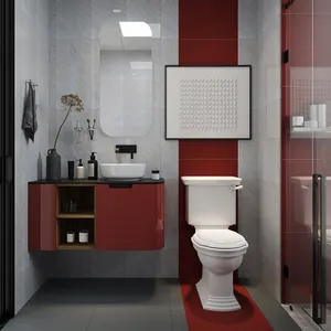 600x300mm Non Slip Modern Cement Style Dark Grey Bathroom Ceramic Floor Tiles