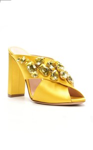 Zapatos de Tacón Grueso de Satén Verde con Tiras Cruzadas y Cristales para Mujer, Sandalias de Tacón Grueso con Logotipo Personalizado de Moda - Product Image 3