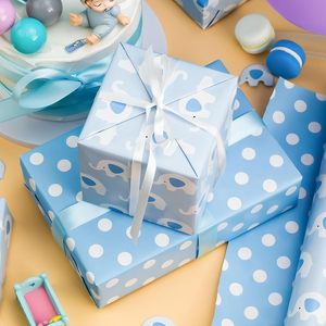 Baby Shower Wrapping <b>Paper</b> Cute Daily <b>Blue</b> Double-sided Small Elephant Gift Wrapping <b>Paper</b> for boys - Product Image 2