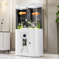 Aquarium intelligent en acrylique avec filtre de fond ultra silencieux, 170L, ovale, sur pied, avec éclairage LED pour salon