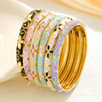 Gelang Rantai Lapis Emas Paduan Logam Tetesan Minyak Warna-warni Segar dan Manis untuk Wanita Gaya Istana Retro
