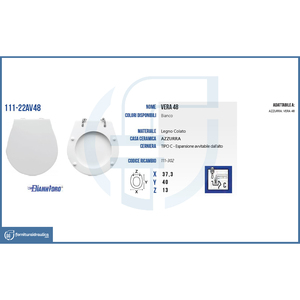 Copriwater Moderno Azzurra Vaso Vera 48 con Sgancio Rapido e Telecomando, in Materiale PP e Urea per Bagno - Product Image 2