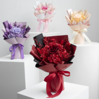 Bouquet de fleurs préservées Lovebay en gros avec sac cadeau à fenêtre transparente pour la décoration de la maison, de mariages, de fêtes et d'anniversaires