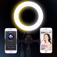 Goedkope prijs 6 inch mini ringlamp met klembevestiging dubbele mobiele telefoon live-uitzending standaard bureau telefoonhouder