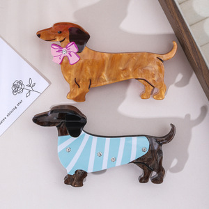 ODM/OEM Pince à cheveux requin en acrylique haut de gamme française, motif chien <span class=keywords><strong>teckel</strong></span> mignon, design créatif de niche, vente en gros - Product Image 6