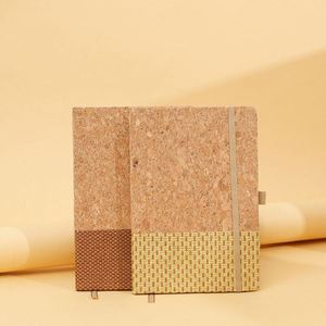 Wholesale A5 Custom Cork Texture Cover Hardcover PU Leather Notebook <b>Journal</b> Logo Color Printed Thread Sewing Bound 80-180 - Product Image 2