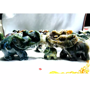 Piedra natural curativa para decoración del hogar, <span class=keywords><strong>elefante</strong></span> de ágata musgo con cristal tallado, piedra pulida - Product Image 4