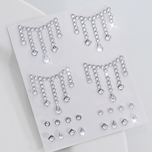 1 unidad de pegatinas de <span class=keywords><strong>tatuaje</strong></span> 3D con efecto de joyería, calcomanías de diamantes redondos blancos brillantes, tatuajes temporales autoadhesivos DIY para <span class=keywords><strong>ojos</strong></span>/cara/cuerpo para festivales - Product Image 4