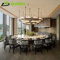 Ensemble table ronde et banquette en bois massif traditionnel, durable, avec mousse haute densité, pour hôtel et restaurant, 4 places