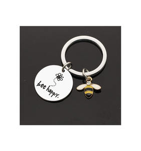 נירוסטה דבורה שמחה Keyring Keychain מתנה עם דבורה תליון עבור אמא דודה בת אחיינית חברים - Product Image 3