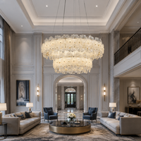 Lustre annulaire en verre floral moderne H260 1200*180, suspension LED de luxe à intensité variable pour salle à manger, villa, majlis