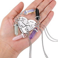 Ensemble de puzzles en forme de cœur multi-pièces avec fermoir en métal : Collier pendentif tendance et bijoux d'amitié