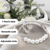 Bracelet ajustable en chaîne plaquée argent avec fausses perles rondes blanches de qualité AAAAA, style romantique, pour femme